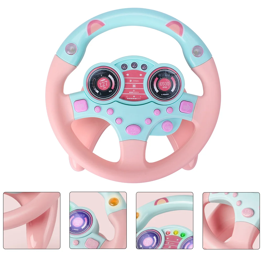 

1Pc Simulation Steering Wheel Plaything Early Educational Toy Kid Toy (Pink)