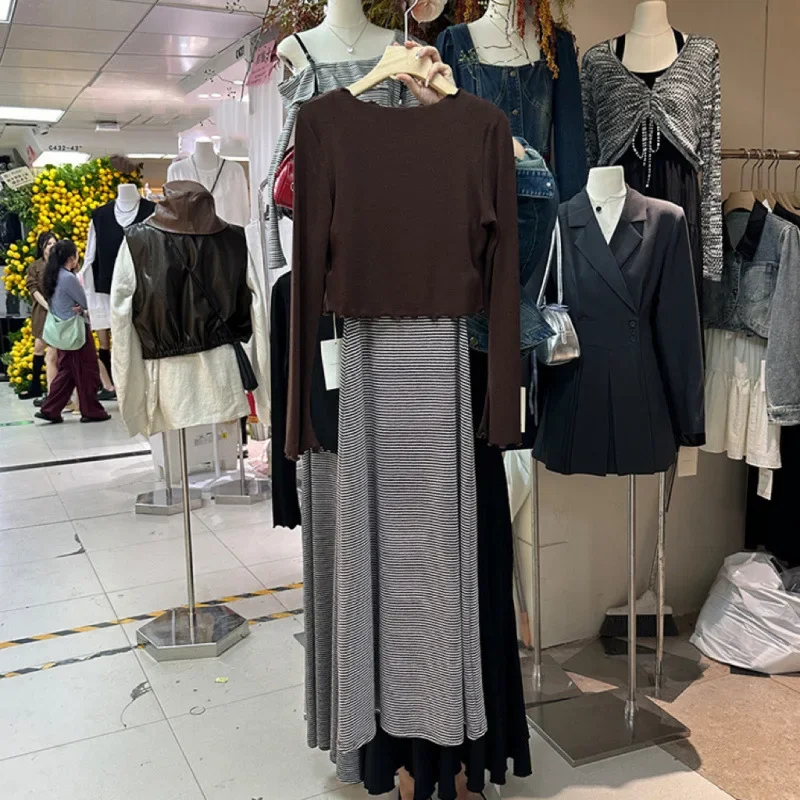 2024 Новый женский костюм-платье комплект из 2 предметов осенняя коллекция Salt-Tone