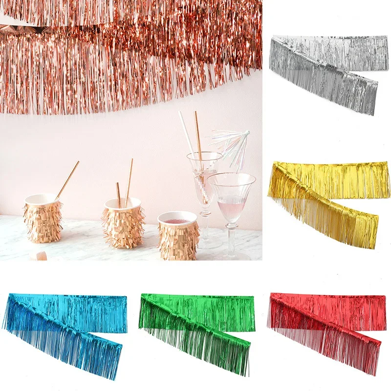 Премиум фольга бахрома мишура гирлянда 2 м * 30 см фольгированный баннер день