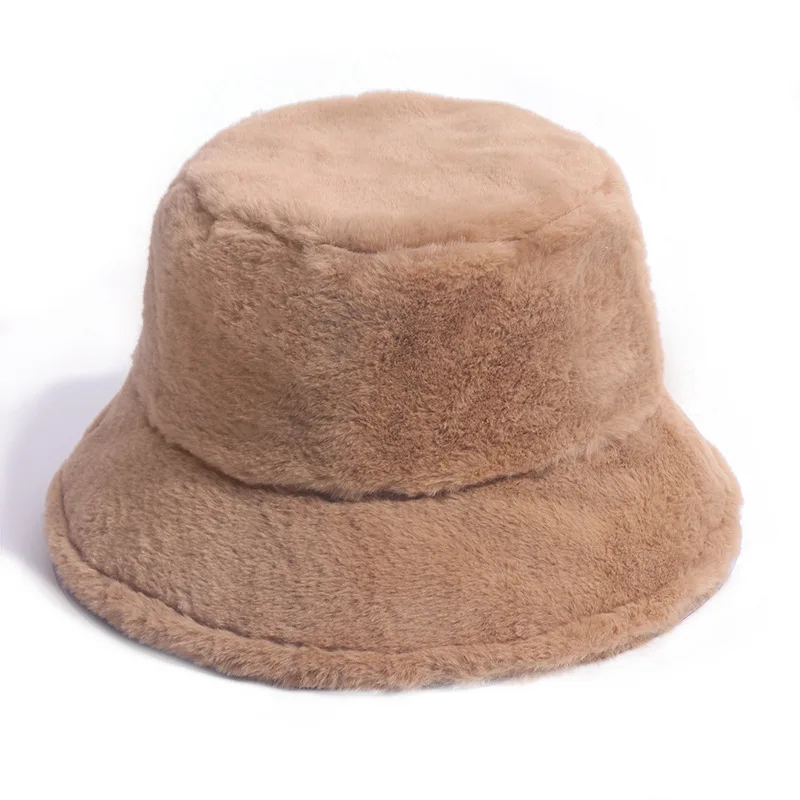 Winter Bucket Hat Women's Fashion Leopard Panama Warm Hats Female Vintage Faux Fur Fisherman Cap Hats For Women Dropshipping images - 6