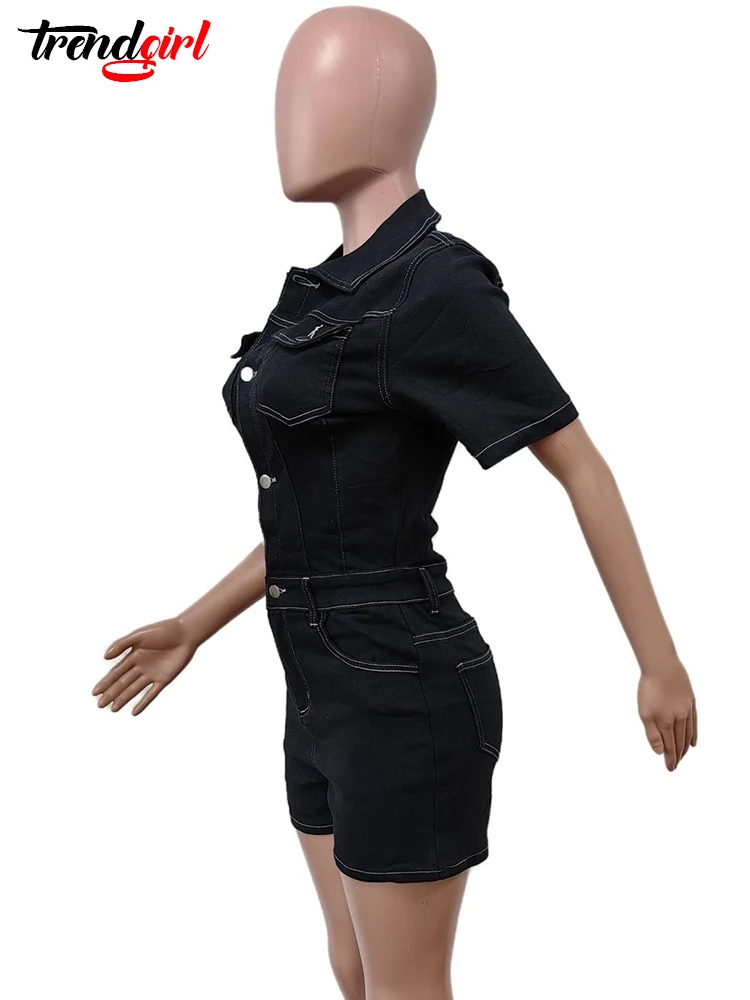 Джинсовый комбинезон Mlaiscsr Женские однотонные комбинезоны с коротким рукавом