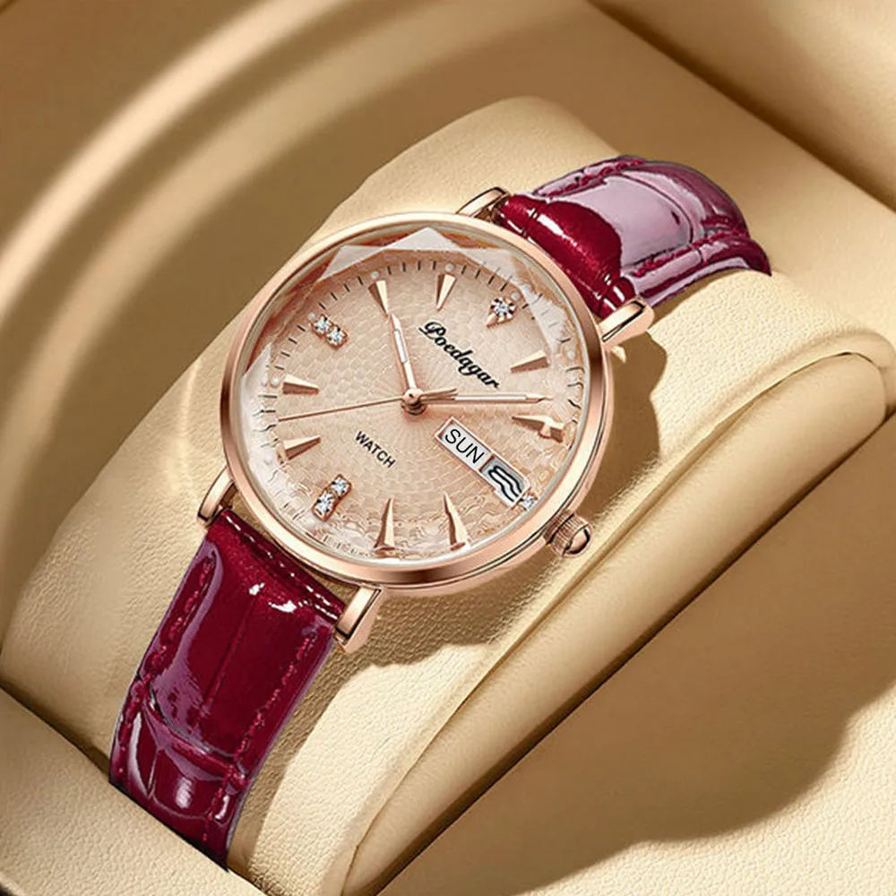 POEDAGAR Exquisite Ladies Watch Luxury Fashion Ultra-thin Leather Belt Waterproof Luminous Quartz Women Wristwatch Female Clocks