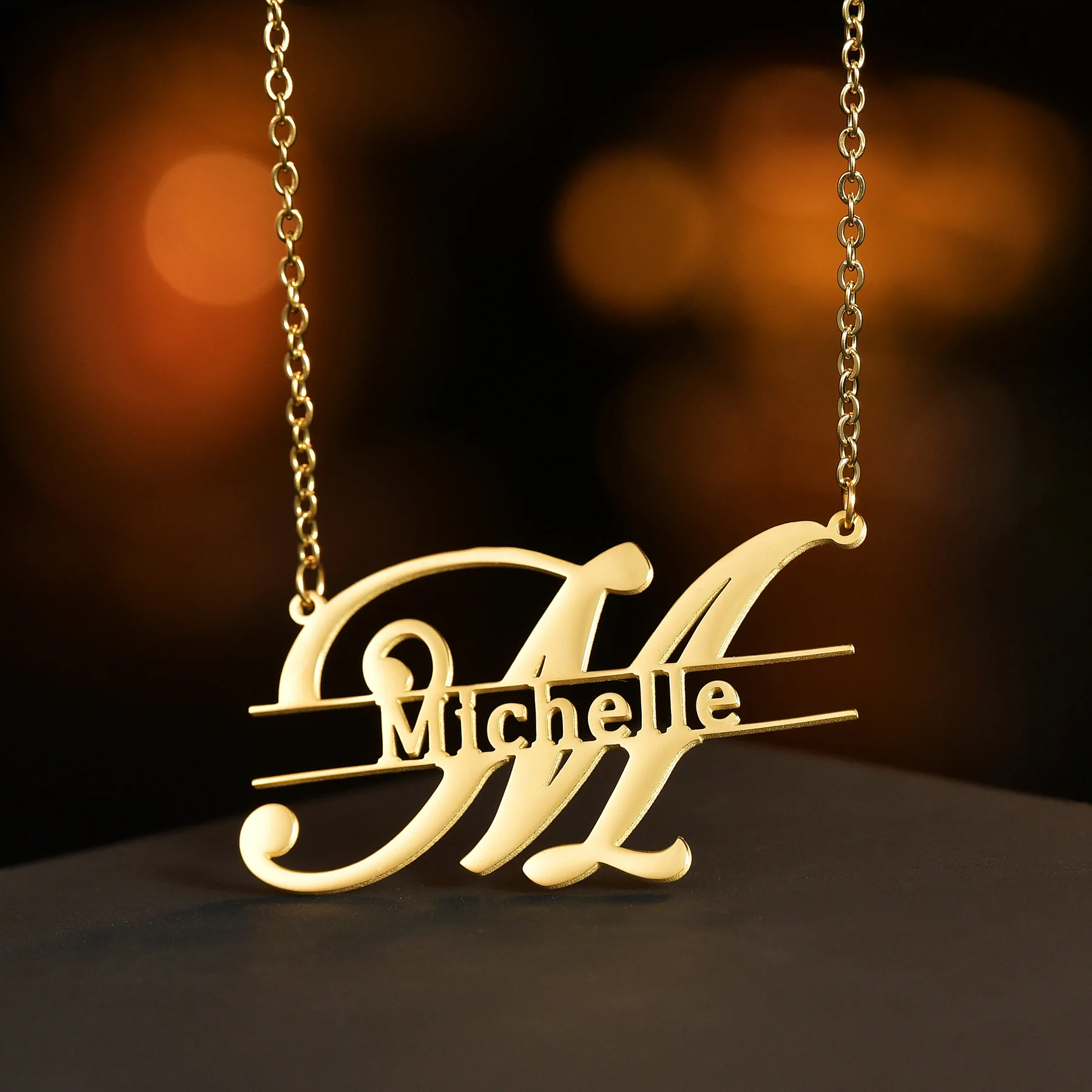 

Индивидуальное ожерелье Acheerup с большими буквами для женщин, индивидуальное название, цепочка из нержавеющей стали с подвеской в виде цветка, ювелирные изделия, подарок на день рождения