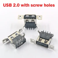 5pcs 1 5a 30v usb 2 0 female jack 90 degree right angle 4pin usb port dock tail charging connector usb a socket with screw holes