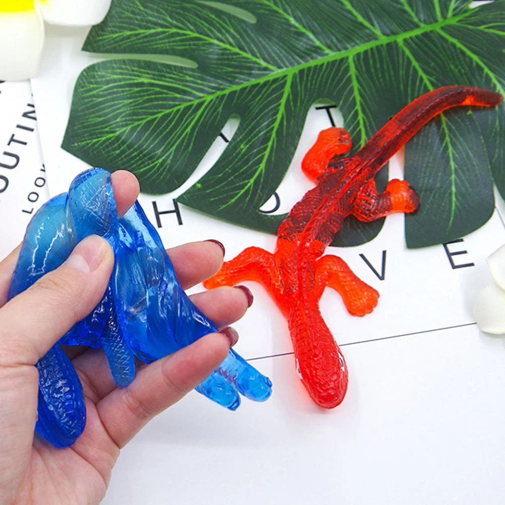 

4 Pcs Lizard Decompression Toys TPR Stretchy Elastic Small Sticky