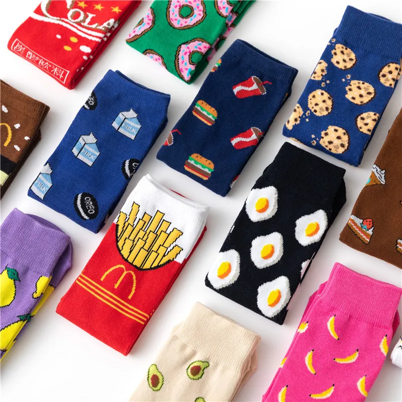 

Explosive socks avocado chips egg fun color combination tube socks European American women's socks