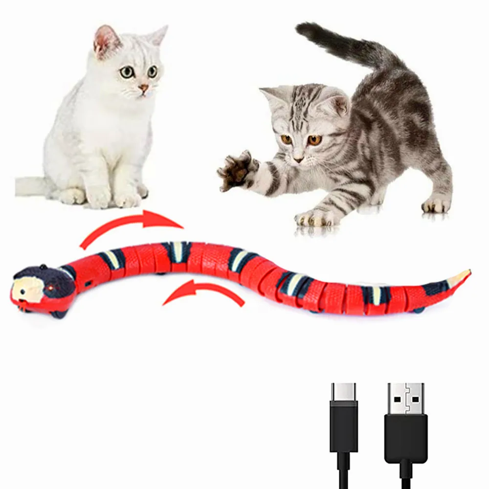 

Умные игрушки для кошек с умным датчиком, веселая электрическая змея, USB зарядка, кошки, игрушки для фотографий, аксессуары