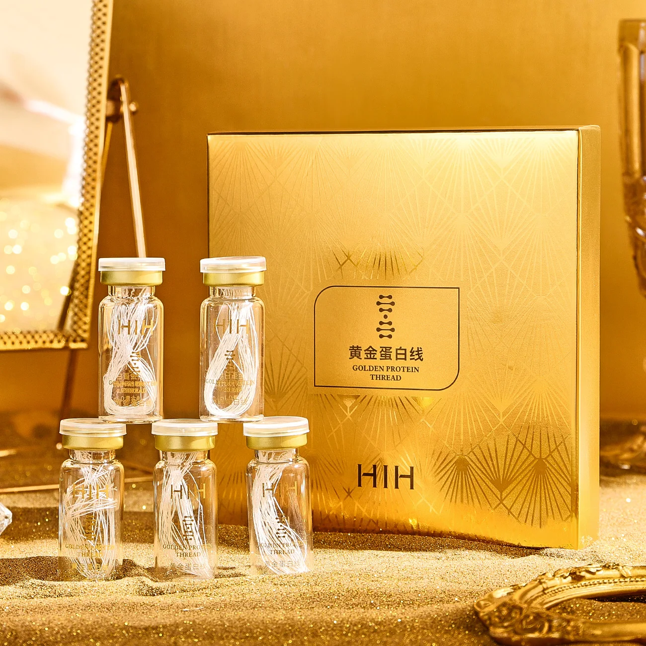 

20Pcs/Bottle Face Golden Protein Thread Face Lifting V Shape Firming Anti-Aging Remove Wrinkles Collagen Protein Peptide Line