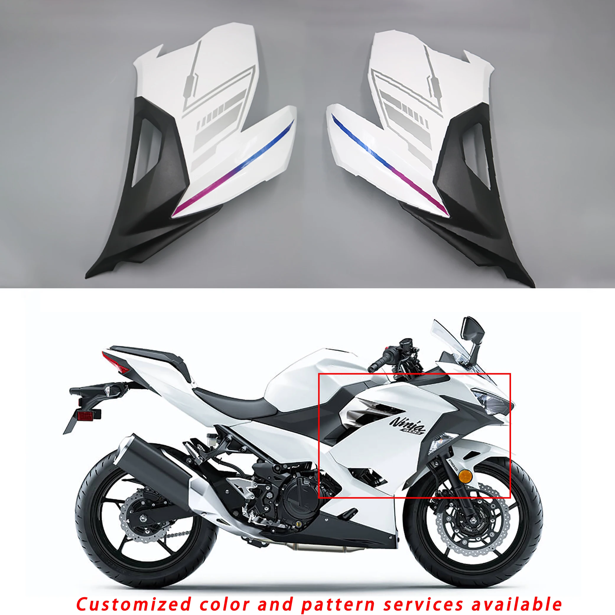 

Motorcycle KAWASAKI Ninja400 Ninja 400 Body Side Fairing Middle Fairing Cover 2018 - 2021