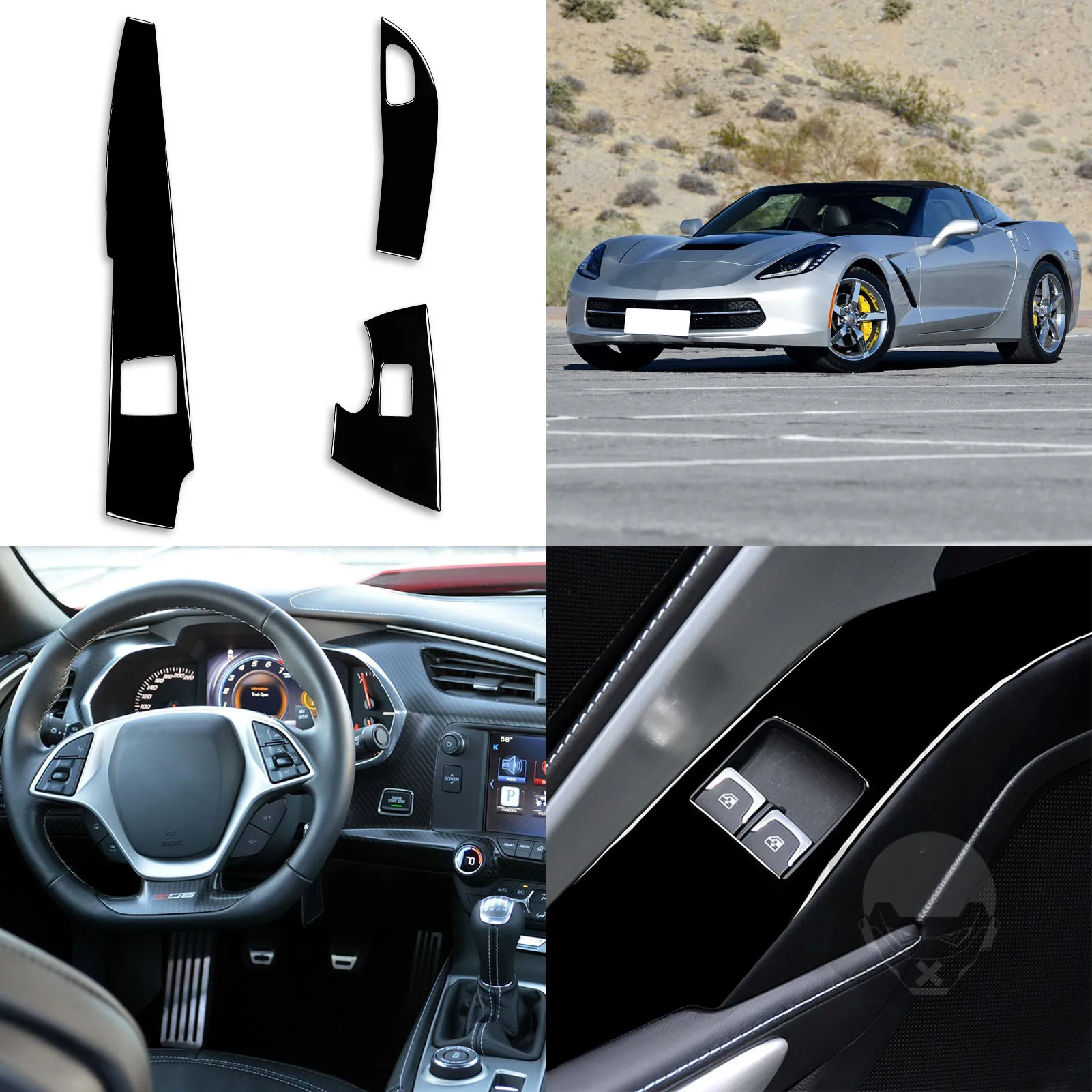 

Переключатель оконного подъемника, декоративная панель, Накладка для Chevrolet Corvette C7 2014 2015 2016 2017 2018 2019, автомобильные аксессуары, черный АБС