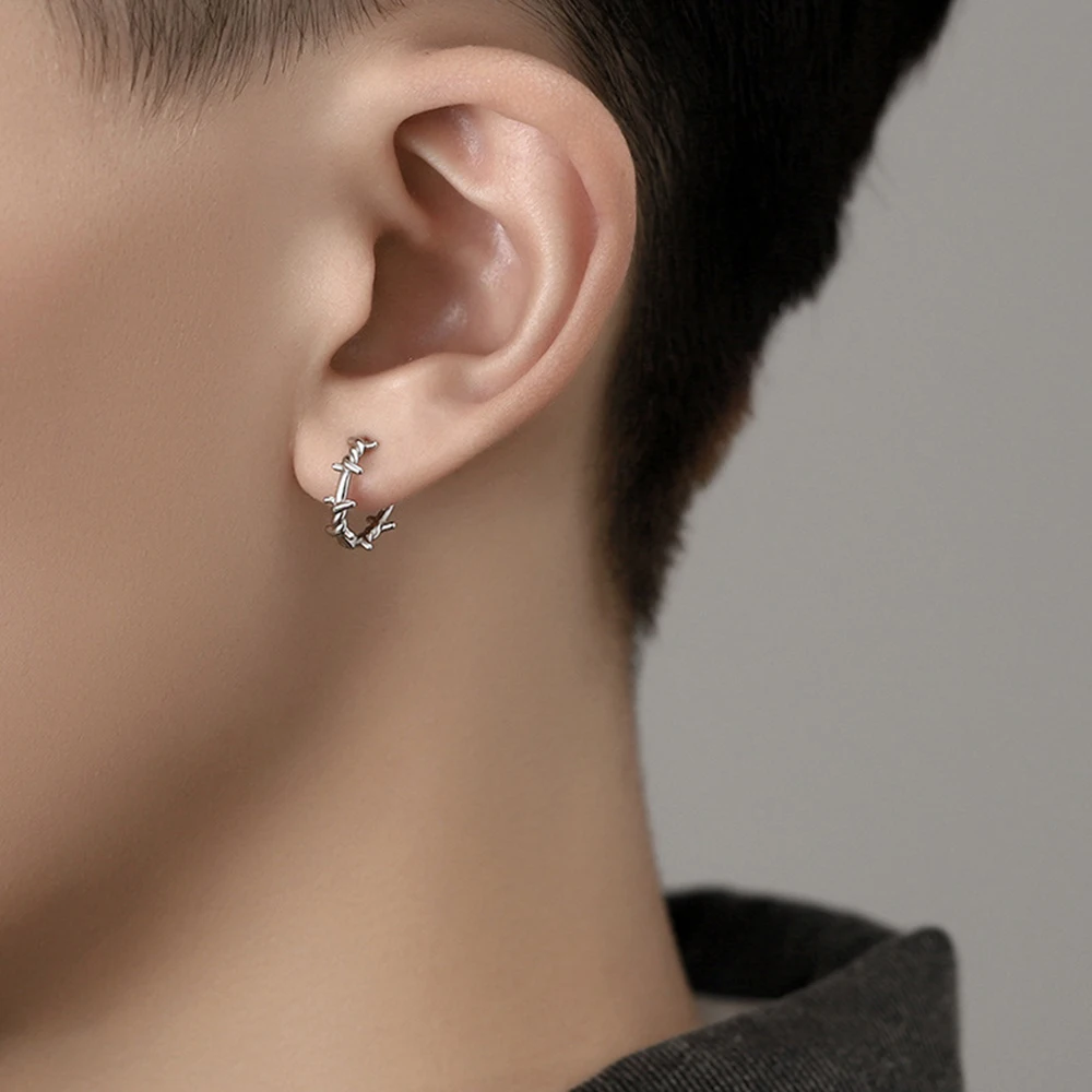 

2023 New Fashion Trendy Gothic Silver Color Thorns Hoops Earrings For Women Men Teens Luxury Party Jewelry Aesthetic Accessories