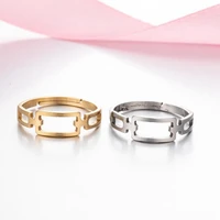 tulx fashion geometric minimalist adjustable rings for women girls gold color stainless steel ring wedding party jewelry