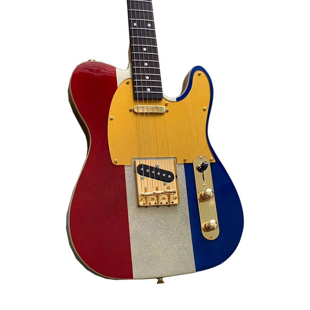 

TL Electric Guitar 6 Strings Wine Red Blue Saffron Yellow Orange Rosewood Fingerboard Gold Hardwares