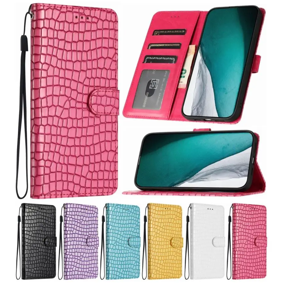 

Fashion Flip Case For Huawei P50 P40 P30 P20 Pro P10 P9 P8 Lite 2017 Wallet Card Holder Crocodile Grain Cover DP01G