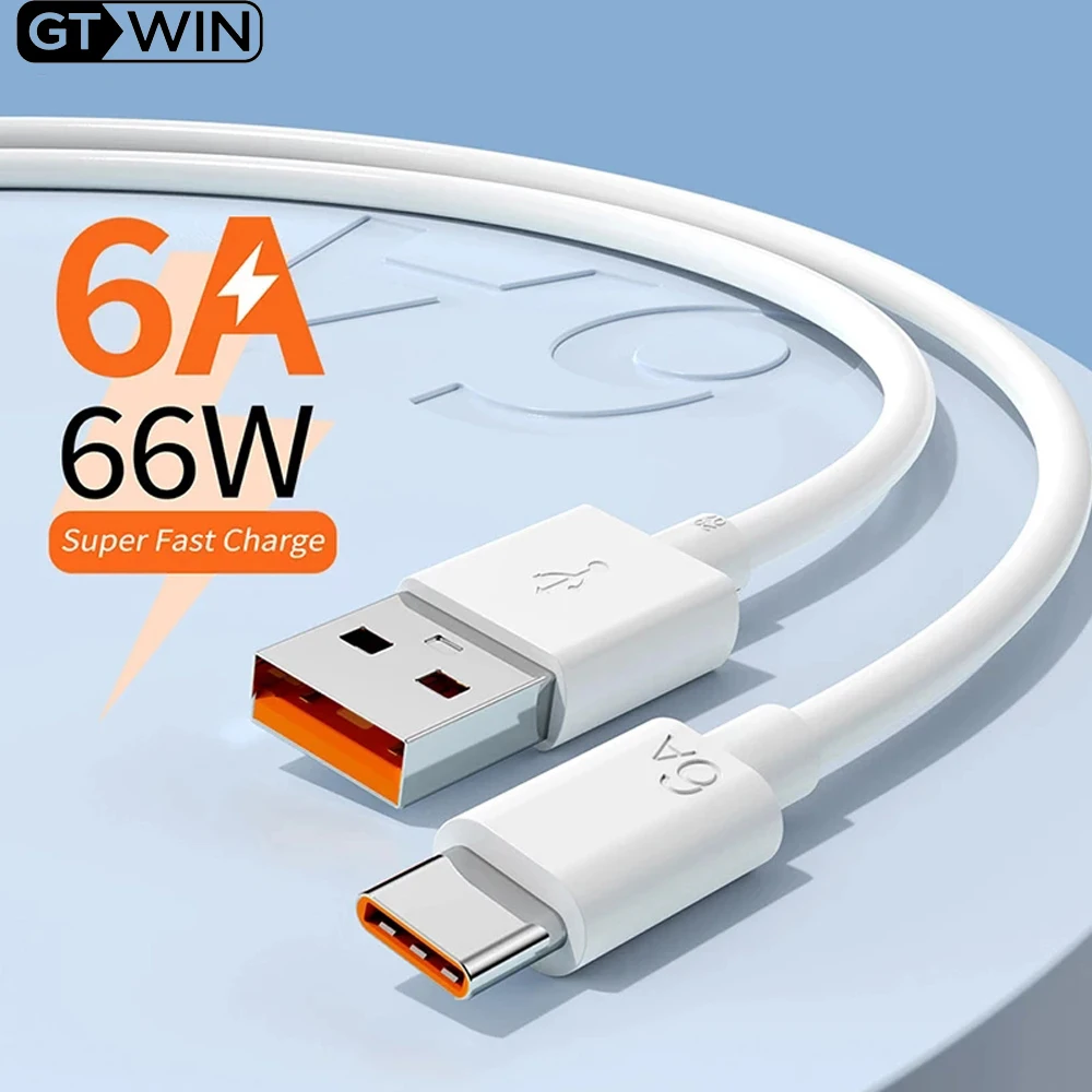 66W 6A USB Type C Cable Сверхбыстрые кабели для Huawei Xiaomi Mi 12 11 10 Pro 5G Poco Быстрая зарядка USB-C