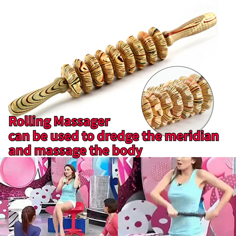 

Wooden Abdomen Massager Multifunctional Fitness Roller Stick Muscle Relax Tool Body Anti Cellulite Waist Massage