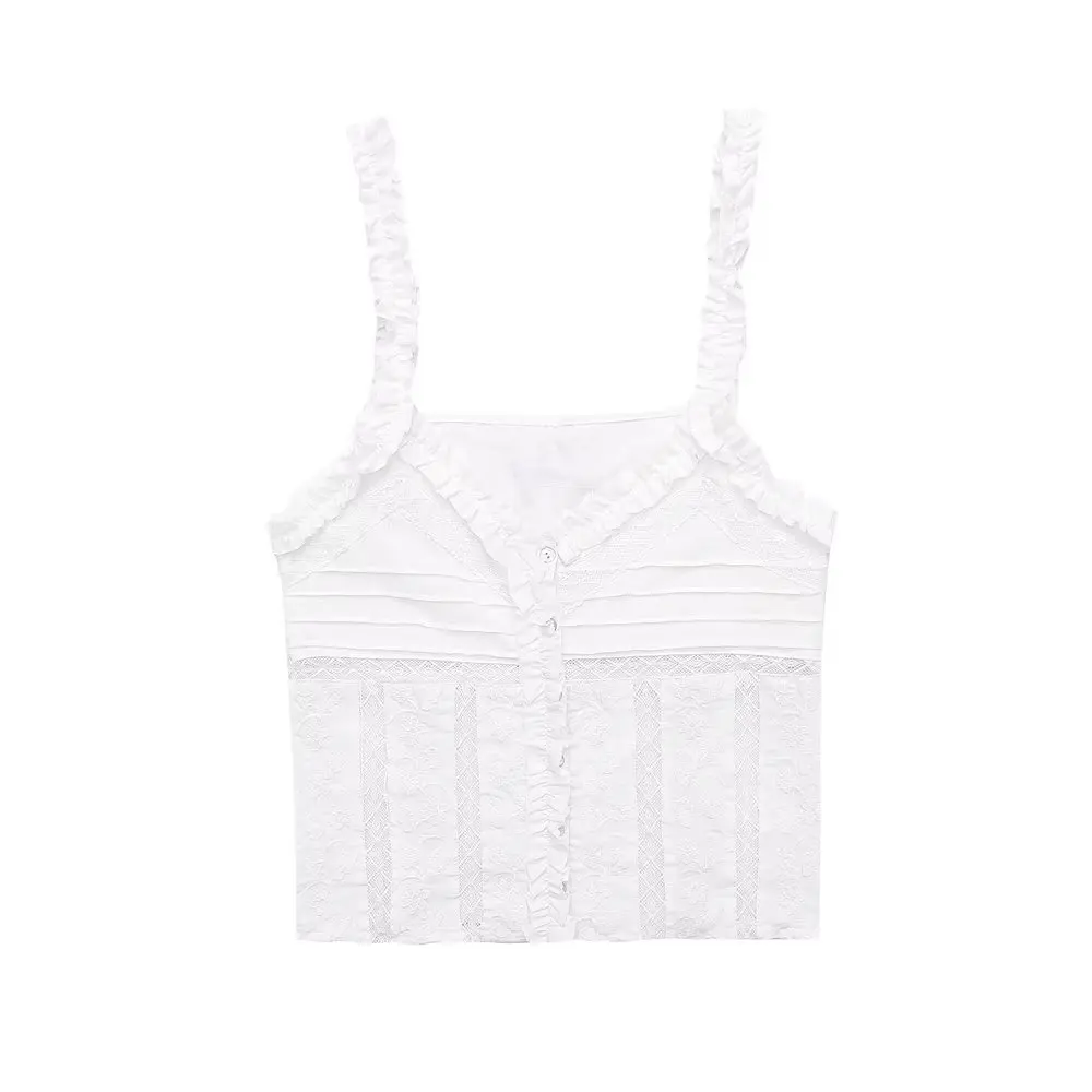 

Новейший дизайн, Женский однотонный белый топ на бретельках, высококачественный топ с вышивкой, пикантные облегающие майки bocycon