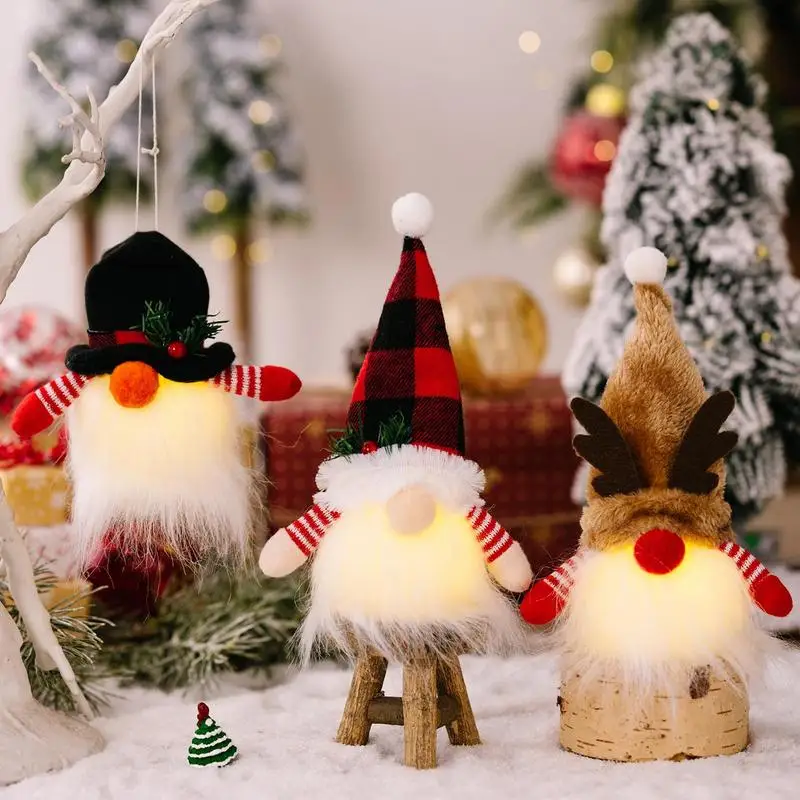 

Plush Gnomes Light Up Christmas Decorations Faceless Doll Soft Cloth Create A Christmas Mood For Desk Bookcase Shelf Table