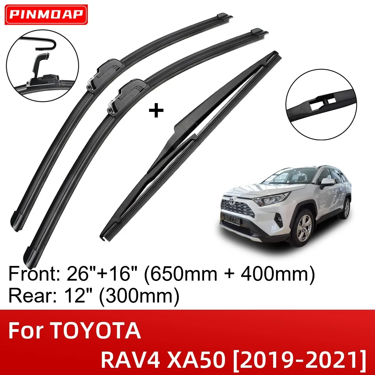 

Для TOYOTA RAV4 XA50 2019-2021 26 "+ 16" + 12 "передние и задние щетки стеклоочистителя, щетки, резак, аксессуары 2019 2020 2021