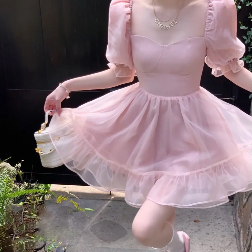 

Женское платье с балериной, длинное и короткое платье во французском стиле, лето 2023