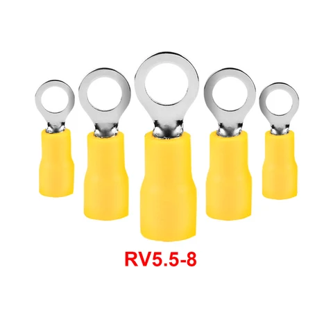 RV5.5-8 желтый изолированный терминал Кольца 20 шт./упак. кабель обжимная Клемма костюм 4-6mm2 кабель провод разъема RV5.5-8