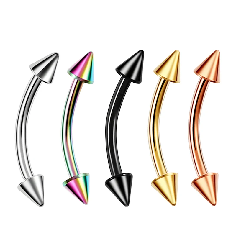 1/5Pcs Eyebrow Lip Piercing Banana Shape Lip Ring Stainless Steel Curved Barbell Stud Helix Navel Cartilage Earring Body Jewelry