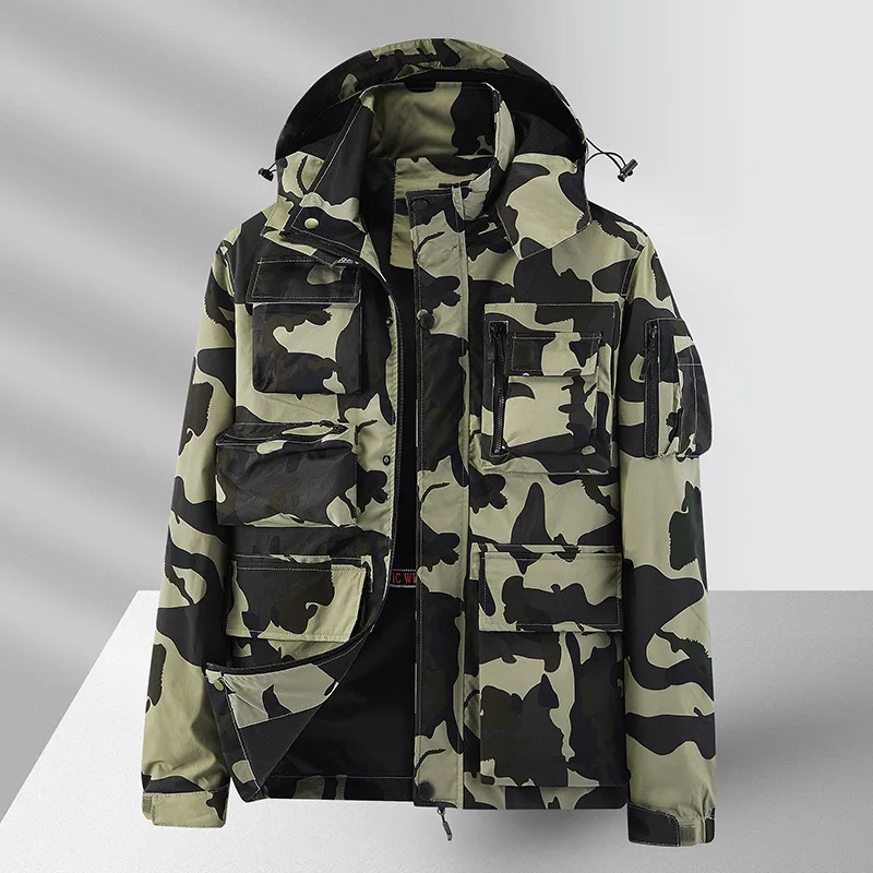 

Men's Waterproof Jacket Military Tactical Windshield Autumn Army Camouflage Husband Men Windbreaker Hood Coat Bomber Male Jacket