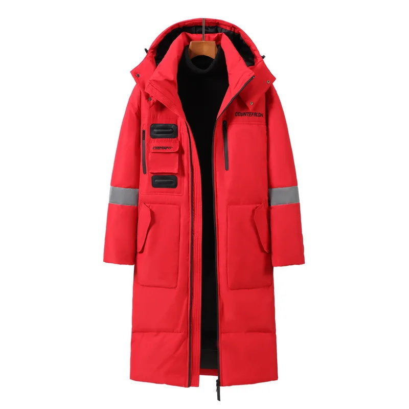 2022 New Leisure Winter New Down Jacket Men's Long Style Over The Knee Trend In The Long Lovers Tide Brand Thickened Men's Coat