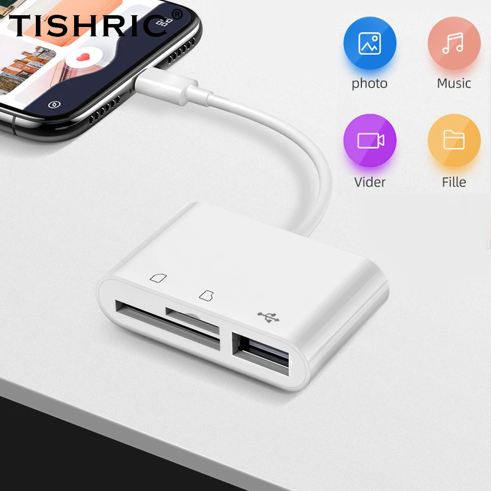Устройство чтения карт памяти TISHRIC 3 в 1, USB TYPE- C устройство чтения TF, SD, USB разъем, OTG адаптер для передачи данных