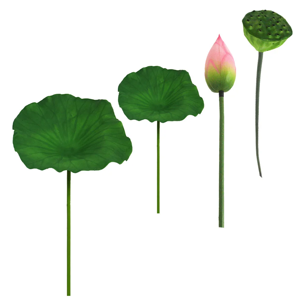 

Lotus Artificial Lily Flower Water Stem Leaves Flowers Floatingdecoration Decor Faux Ornament Pads Simulated Bud Pond Branch