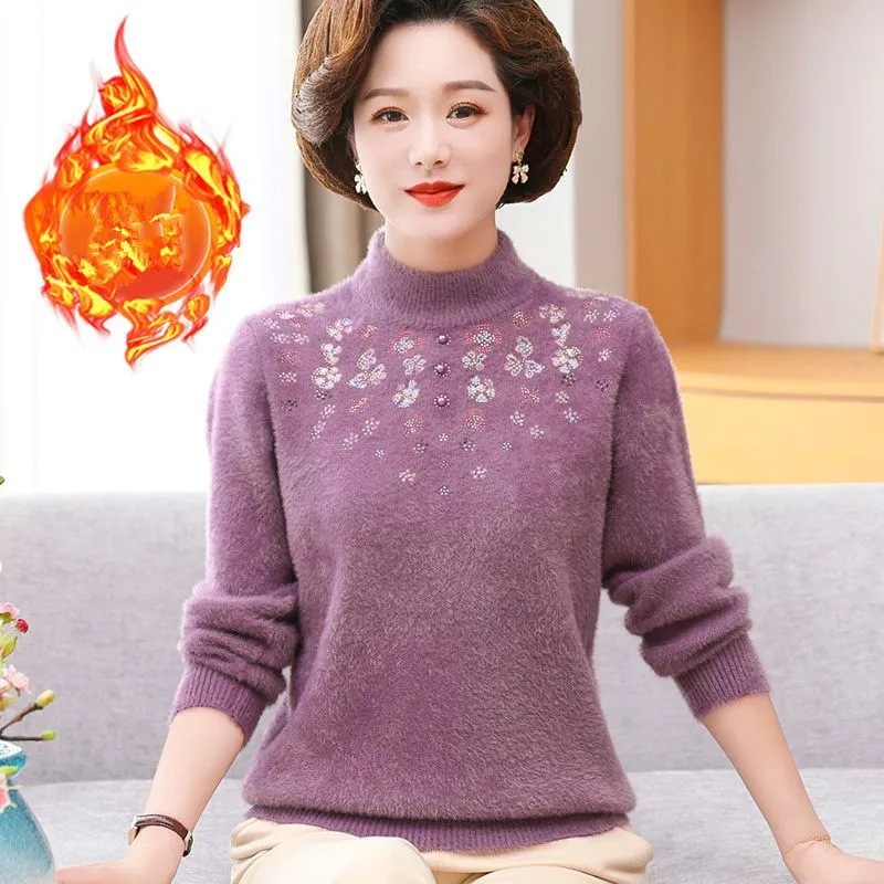 Женский свитер с высоким воротником зимняя бархатная утепленная внутренняя