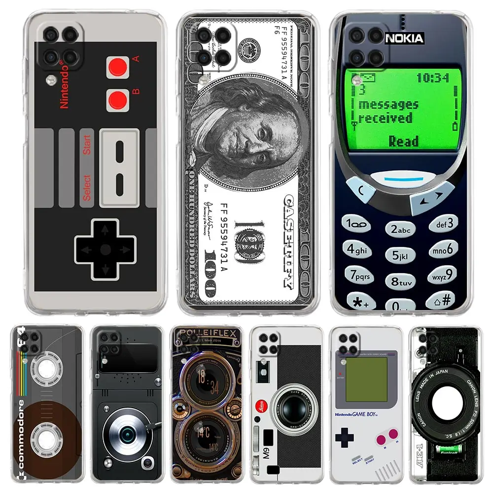 

Vintage Tape Camera Phone Case For Samsung Galaxy A51 A71 A21S A12 A11 A31 A41 A01 A03S A13 A32 A52S A22 A12 A72 Clear Cover