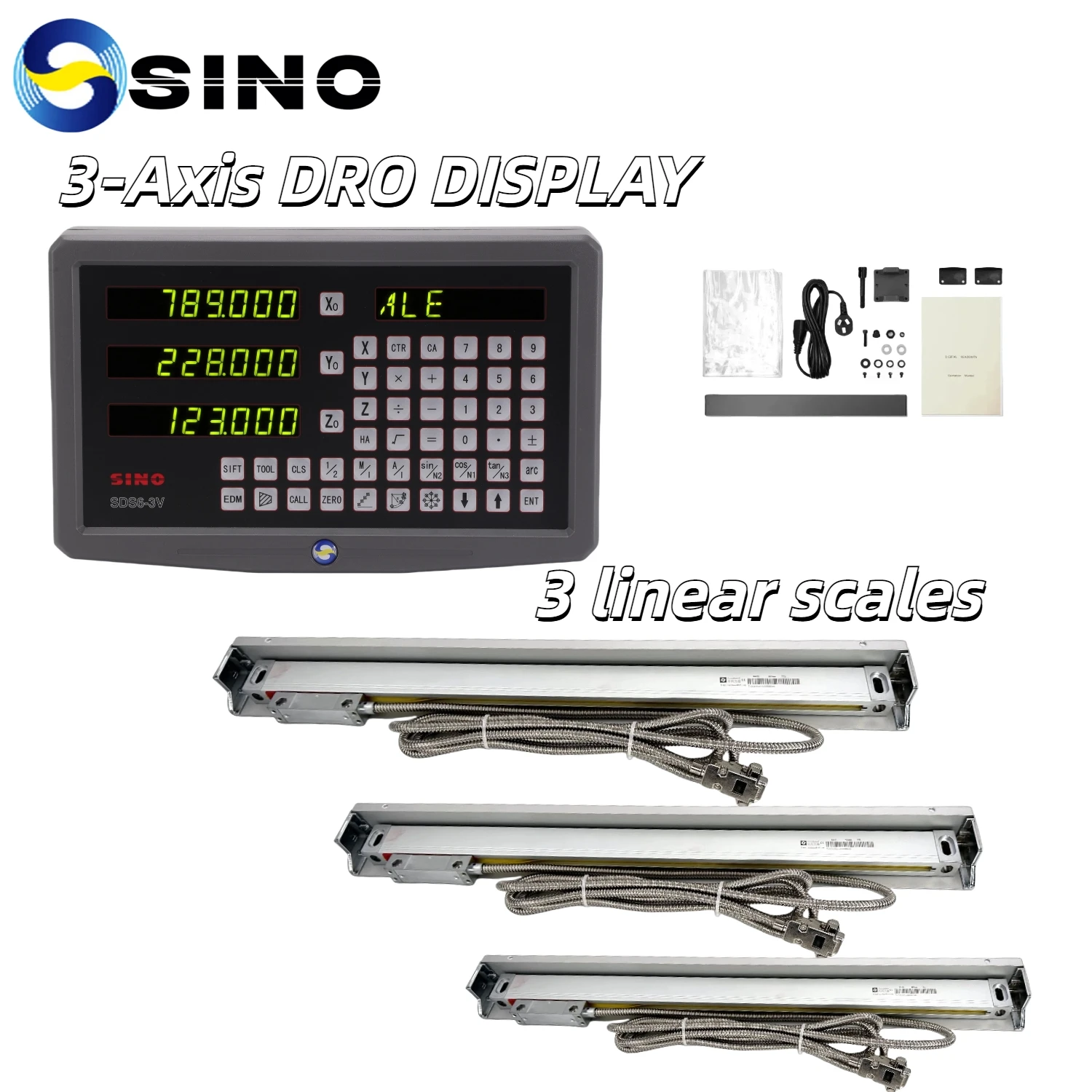 SINO 3-осевой DRO-комплект SDS6-3V 0,005 мм