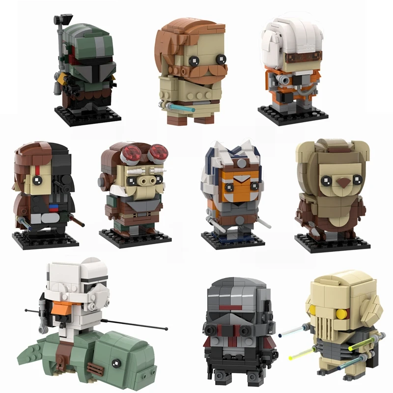 Buildmoc Space Wars Brickheadz OBI Wangs Luke Fett Анакин тосканные фигурки Модель MOC набор