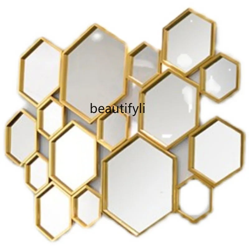 

yj Decorative Mirror Light Luxury Restaurant Background Wall Metal Wall Hanging Art Mirror Living Room Creative