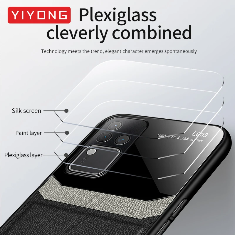 Для VivoV30 Pro Чехол YIYONG мягкая рамка кожаная текстура ПК чехол для Vivo V30 V29 Lite V29E V29Lite 5G