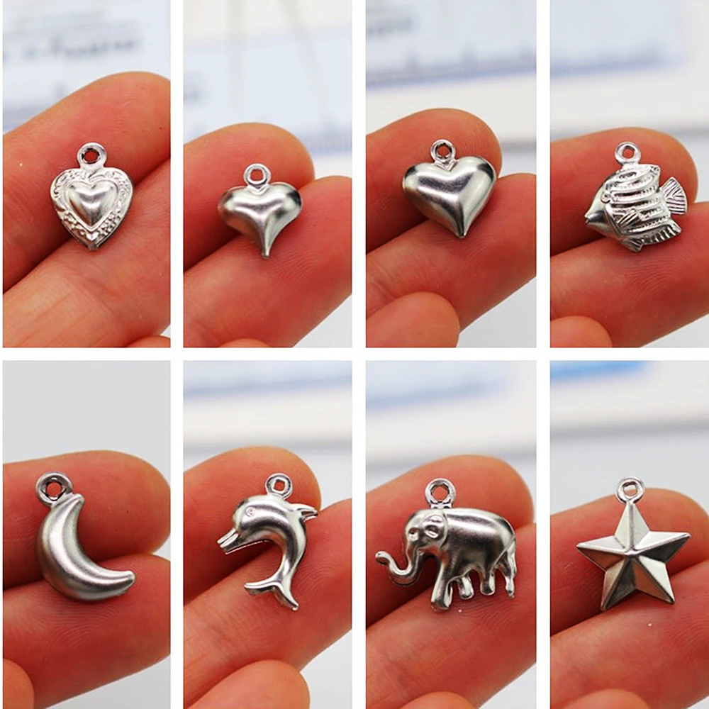 

8/10 шт. ювелирные изделия Сделай Сам очаровательные браслеты из нержавеющей стали с нагревом Луны клоун рыбы слона аксессуары Броши на заказ