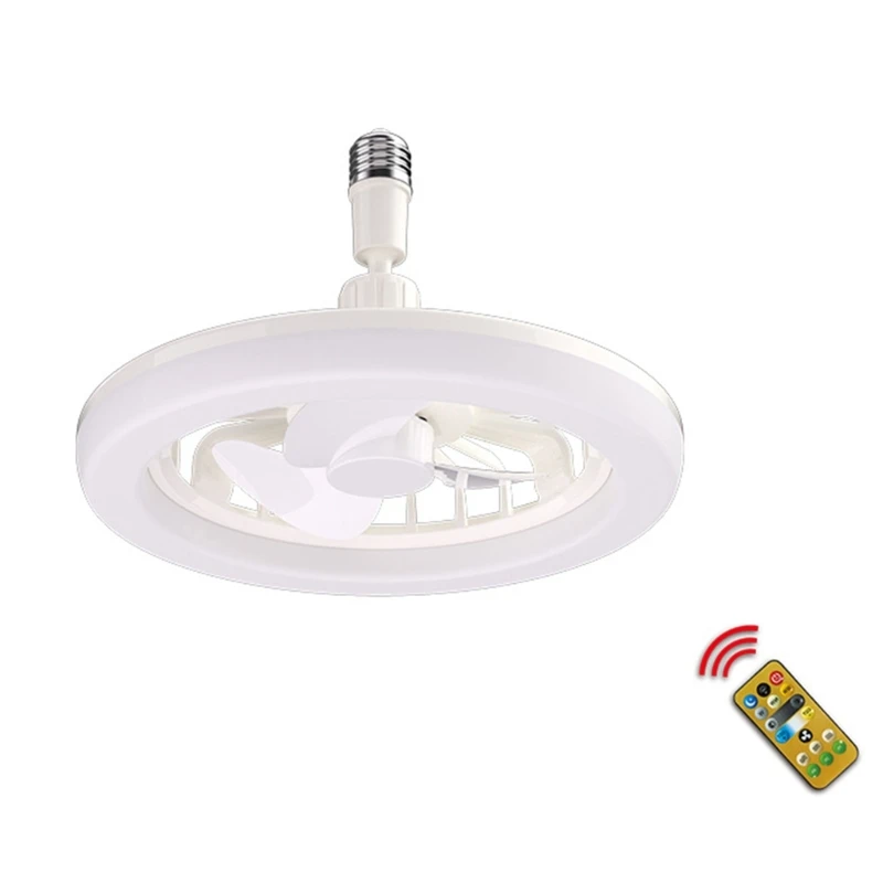 

Ceiling Fan with LED Light, 3-Blade E27 Lamp Head Flush Mount with Remote Control,Wind Speed Light Brightness Adjustable E65C