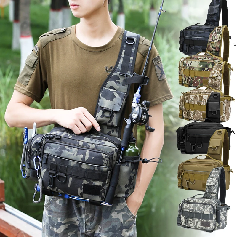 

Fishing Tackle Bags Fishing Bag Single Shoulder Crossbody Bag Waist Pack Fish Lures Gear Utility Storage