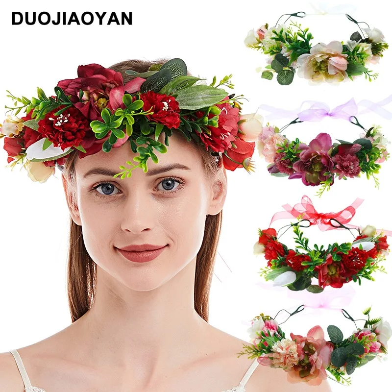 

Cross-Border New Arrival Mori Style Artificial Fabric Flower Garland Europe And America Creative Bohemian Bride Headdress For Ta