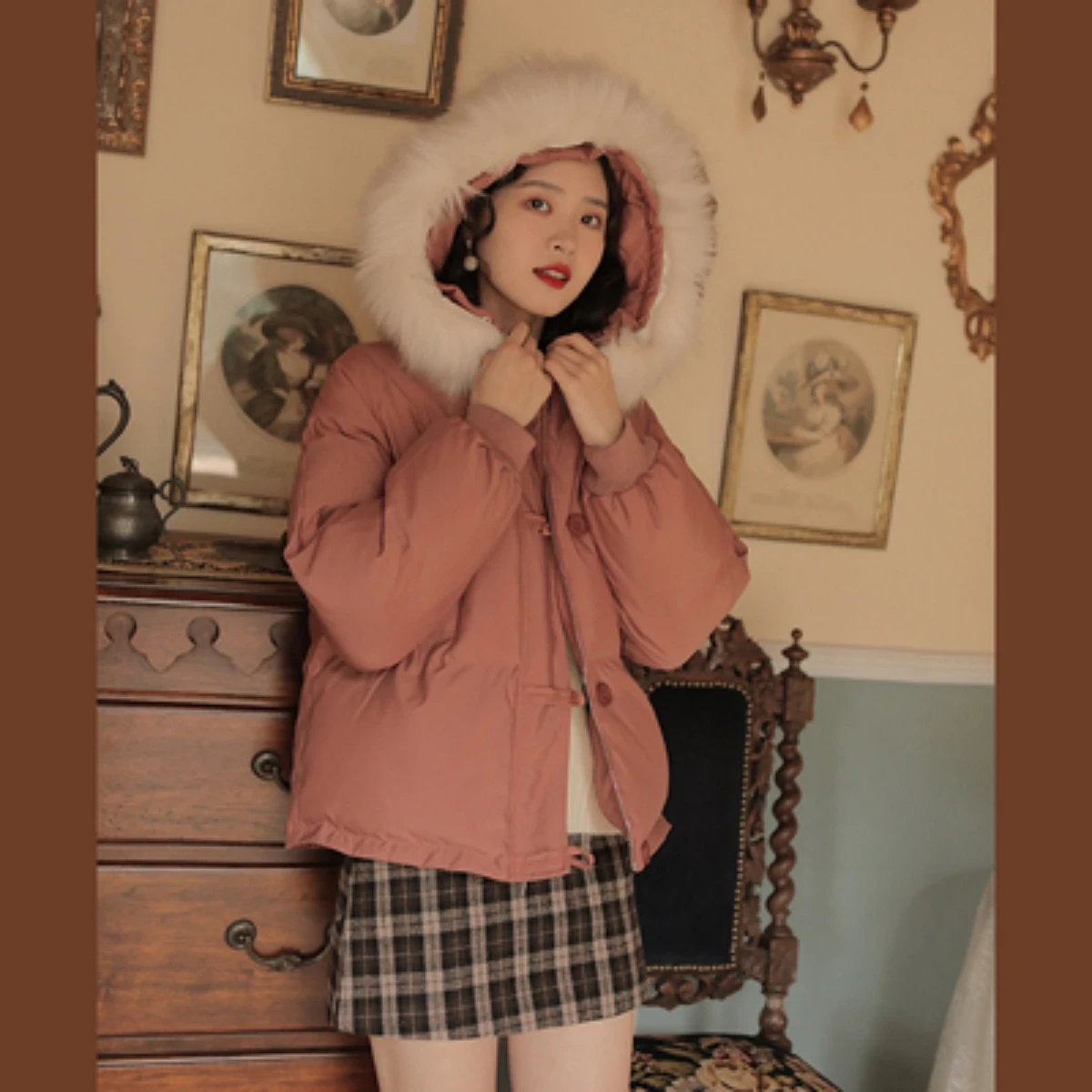 2022 New Winter Cotton Shirt Women's Short Personalized Thickened Cotton Shirt Big Wool Collar Student Coat Fashion