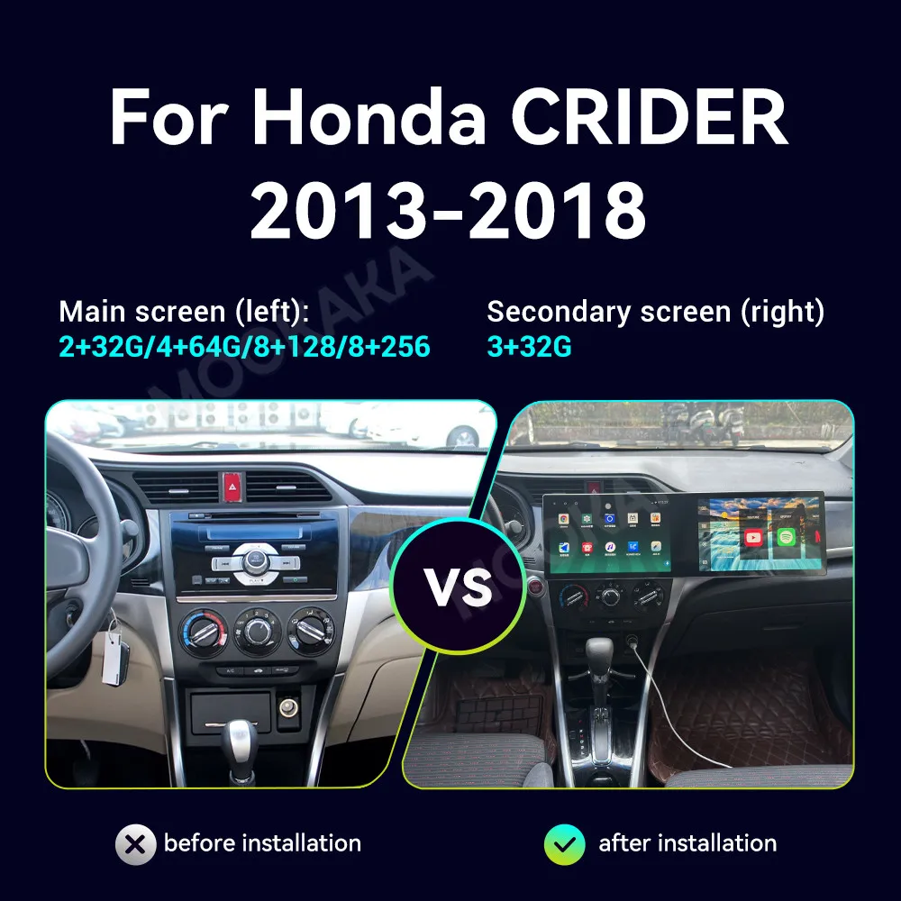 11,5-дюймовая автомобильная магнитола с двумя экранами для Honda Crider 2013-2018, беспроводной Carplay, Android Auto, мультимедийный плеер, GPS-навигация, головное устройство (art.: 3920da04eb278) - 3920da04eb278