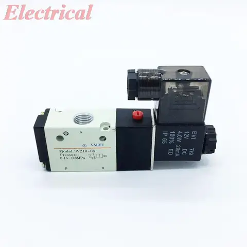 1pc Air Single Electrical Control Solenoid Valve DC 12V 24V AC 110V 220V 3Way 2Position 1/4"PT Thread Used In Confluence Plate