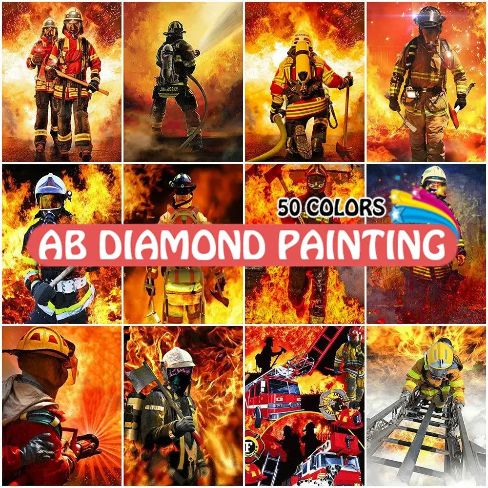 50 farben Feuerwehrmann 5D Diy Stickerei Komplette Kit Neuheit Porträt Mosaik Hero Dekor Für Home