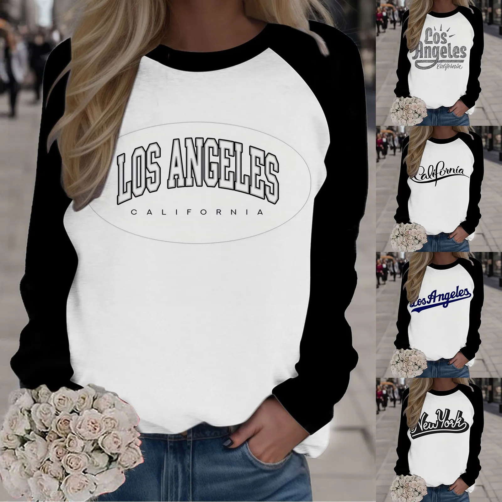 

Y2k Aesthetic Basic All Match T-shirts Letter Printed Tops Women Streetwear Long Sleeve Female Pullover Hoodless Sweatshirts