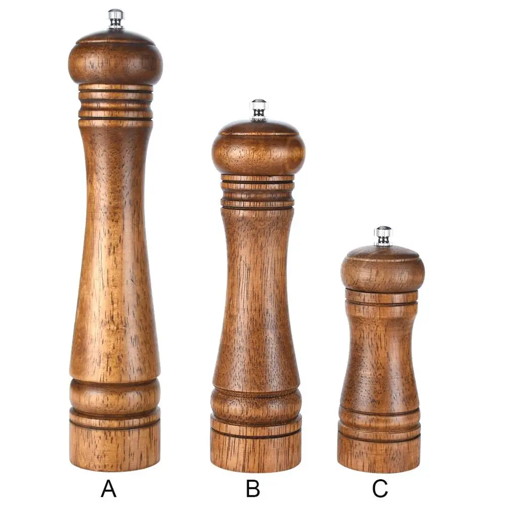 

Rubberwood Manual Mill Salt Pepper Grinder Kitchen Restaurant Grinding Tool Spice Mill Ceramic Rotor cruet kitchen tool