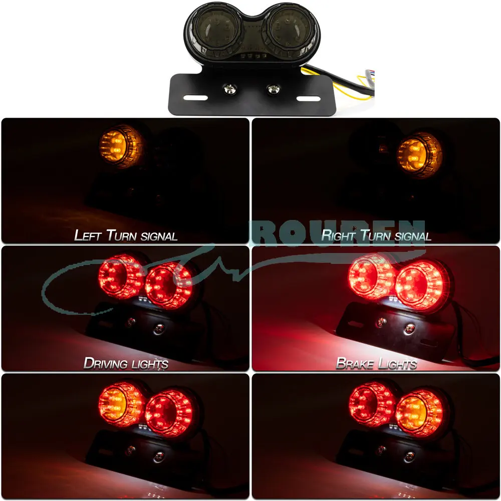 

Motorcycle Accessories Rear 12V LED Tail Light Electric Dirt Pit Bike Moto Taillight Brake Stop License Plate Lamp For Harley