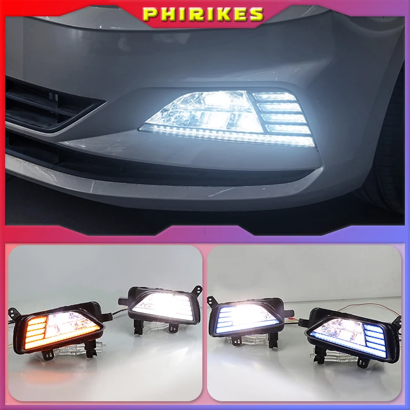 

Последовательный желтый сигнал поворота, 12 В, Автомобильные светодиодные дневные ходовые огни, противотуманные фары для Volkswagen Polo 2018 2019