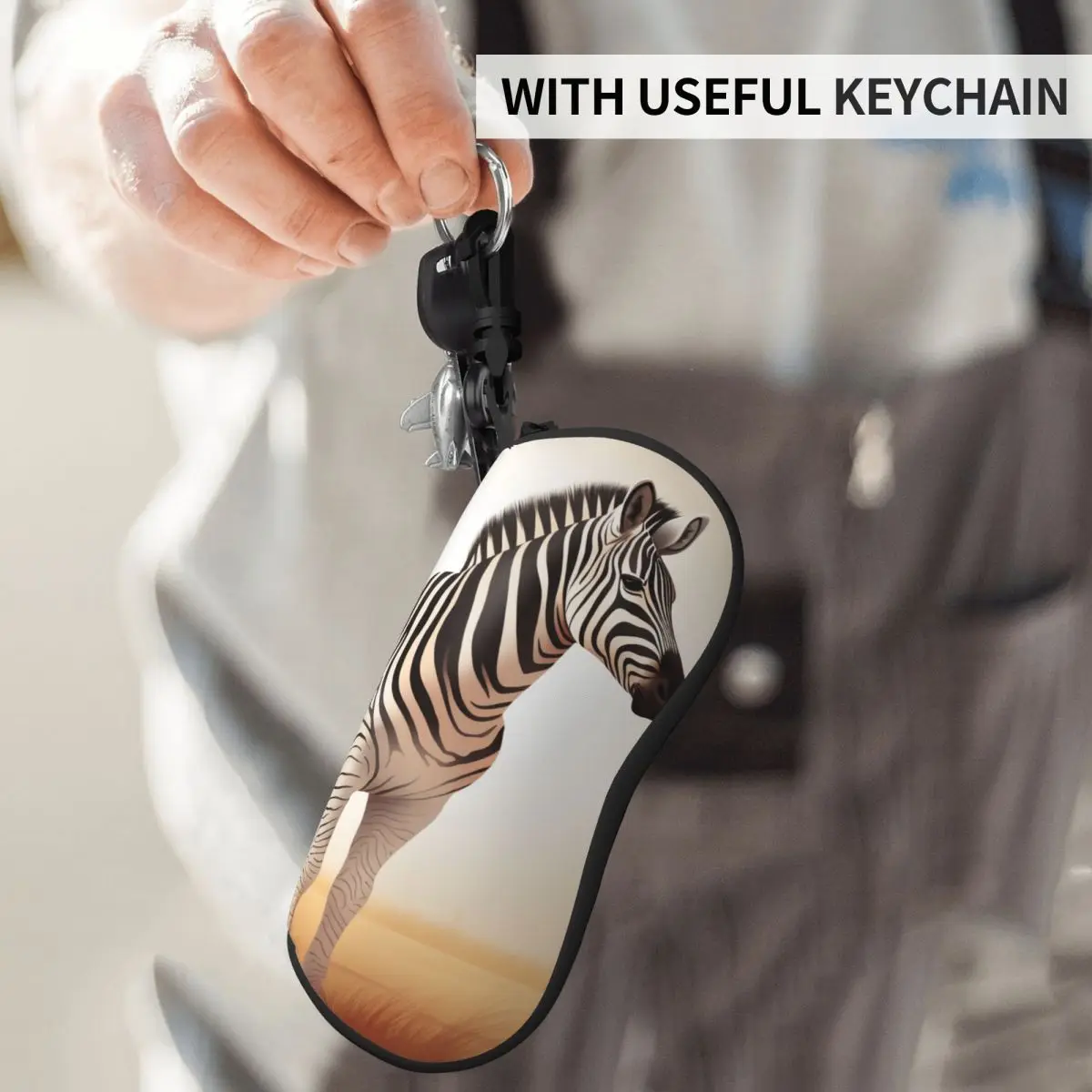 

Zebra Glasses Case Cover Vector Flat Animals Sunglasses Pouch Outdoor Fashion Eyewear Organizer Key Chain Eyeglass Cases Cover