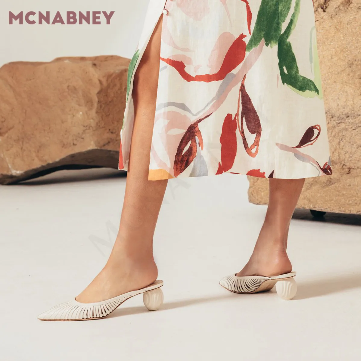 Transparent Ball Heel Muller Slippers Summer Pointed Toe Hollow Crystal Heel Baotou Sandals Temperament Fashion Women's Shoes